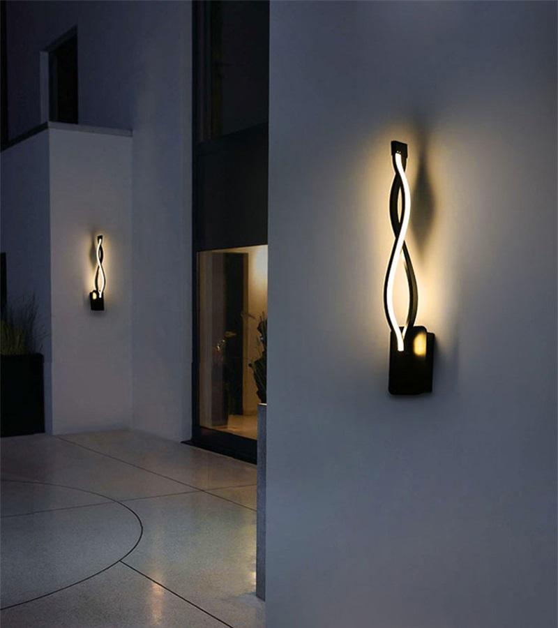 Modern black white wavy 16W Wall Lamp Fixture Acrylic Mounted Hotel Bathroom Lighting Bedside Sconce Wandlamp wall light
