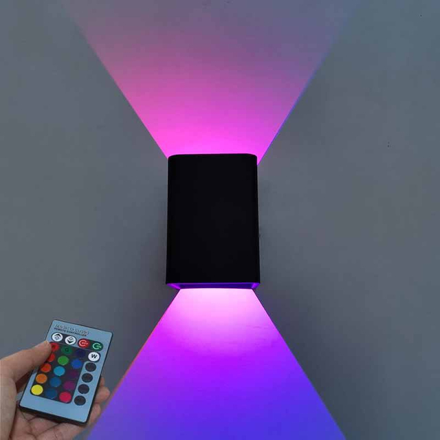 Modern LED Up And Down Wall Lamp RGB with Controller Bedroom Bedside Lamps Decoration Wandlamp AC85-265V Industrial Project Lighting