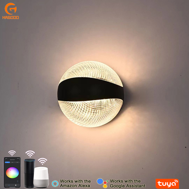 9W Smart Wall Lamp Dimmable Led Wall Lights TUYA APP Control Wall Lamp Phone Control Smart Wall Lamp Round Clear Waterproof RGBW Decorative LED Wall Lamps Intelligent Wall Lamp