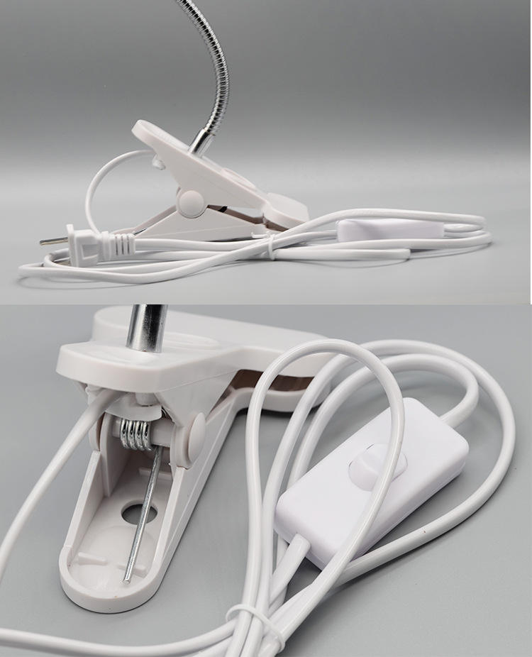 360 Degrees Flexible Desk Lamp Holder E27 Base Light Socket Gooseneck Clip-On Cable with On Off Switch Plug for Night Light Bulb