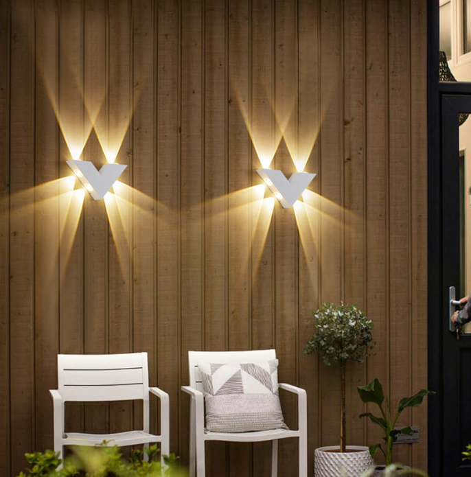 LED Wall Sconce V shape Outdoor Creative Light Waterproof Patio Modern LED Lamp Fixture For Home Professional cozy fixtures HOT
