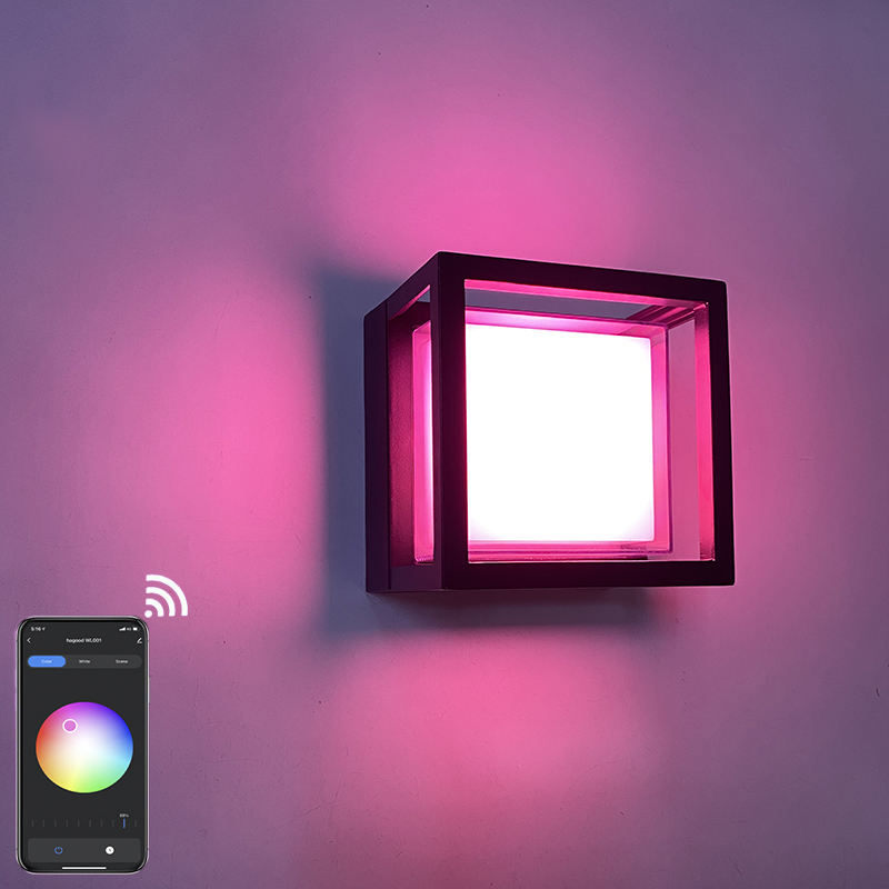 Smart IP65 outdoor light waterproof APP Controlled plastic garden waterproof lamp modern LED wall light wall mounted