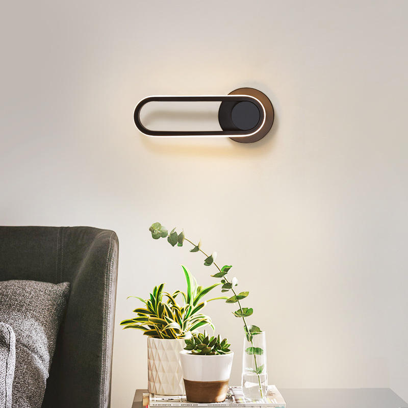 Wall light bedroom 12W bedside led light background wall lamp revolving aisle wall sconce