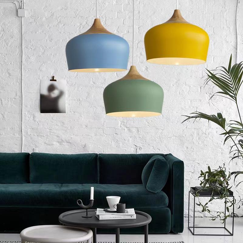 Nordic dining room chandelier drop ceiling lights creative led recessed ceiling lights bedroom study living room Macaron color bar lamp indoor chandelier lamp