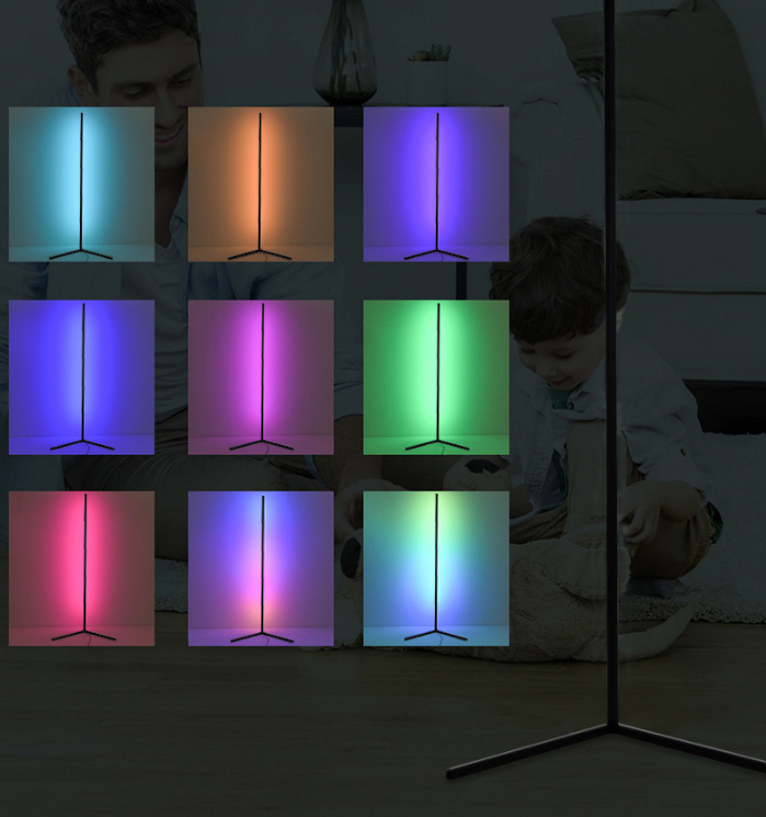 Colorful net red living room corner lamp live triangle fill light atmosphere lamp LED dimming RGB floor lamp