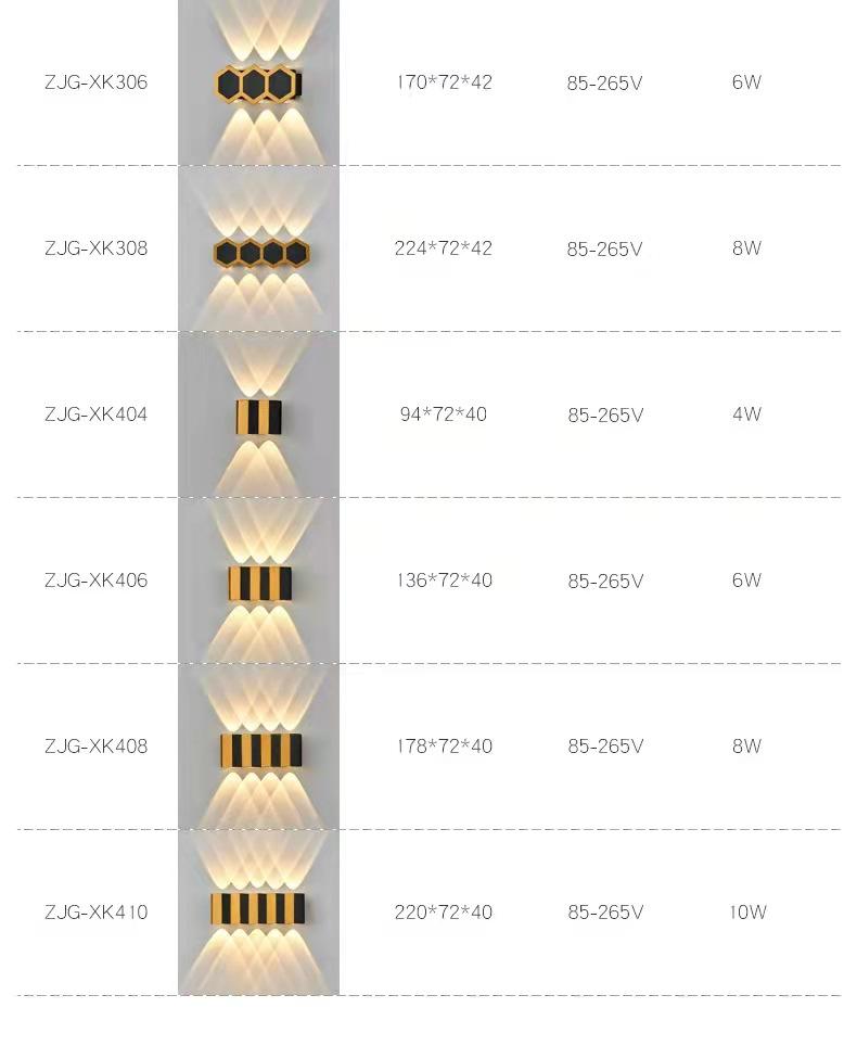 LED Wall Lamp Rectangle Gold Black Light Up And Down Luminous Body Lamp Lighting Style Modern Wall Light