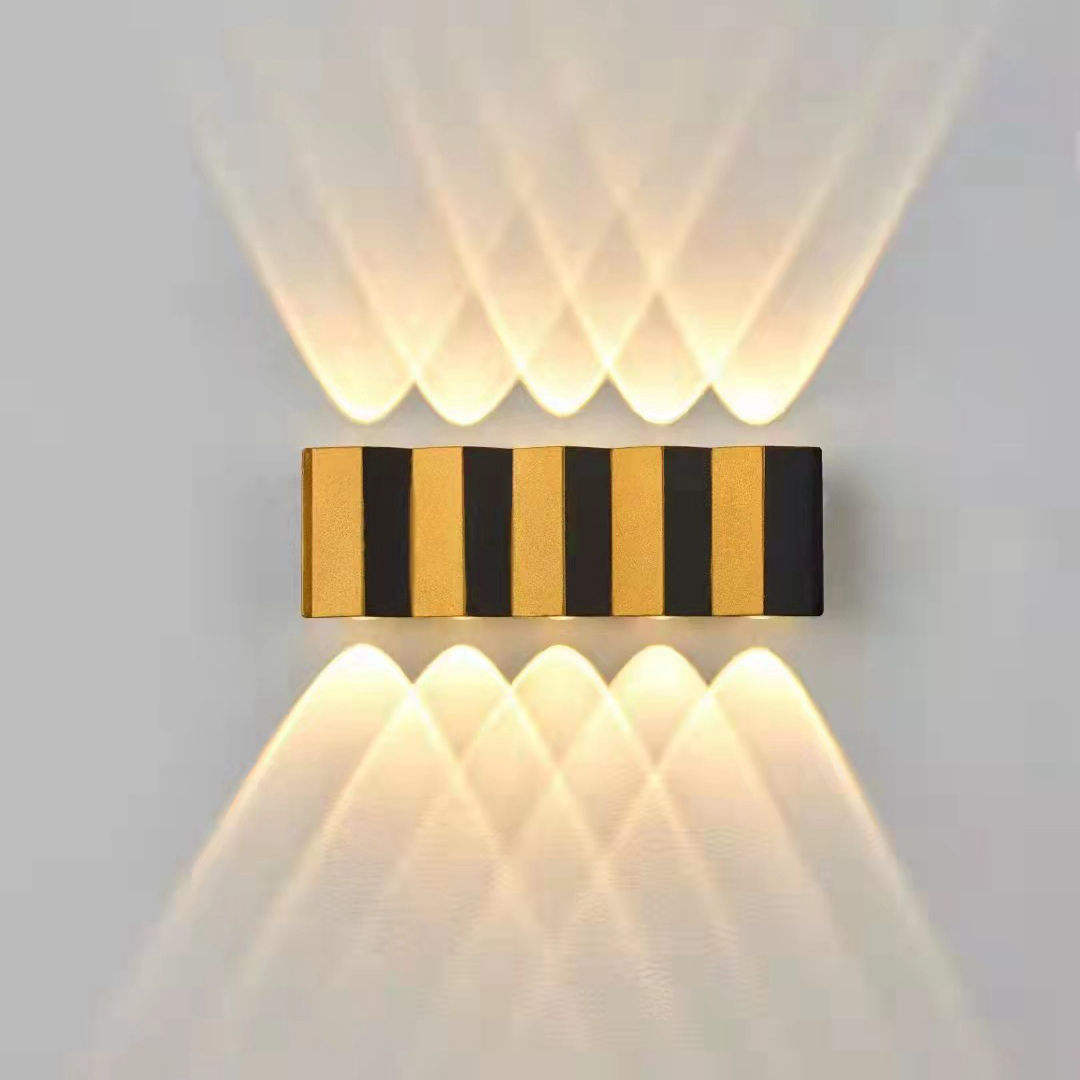 LED Wall Lamp Rectangle Gold Black Light Up And Down Luminous Body Lamp Lighting Style Modern Wall Light