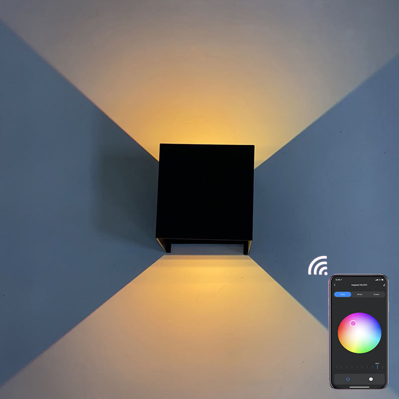 Outdoor Smart Outdoor Wall Light Dimmable Colour Changing RGB Wall Lamp Waterproof IP65 Adjustable Light Beam Outdoor Lamp