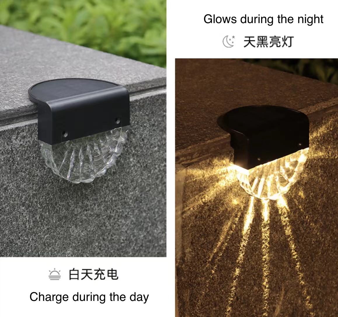 Warm White LED Solar Lamp Path Stair Outdoor Garden Lights Solar Power Balcony Light Decoration for Patio Stair Fence goods