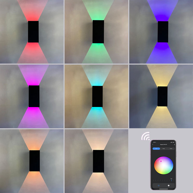 9W RGBW Wall Lamp Color Changing Dimmable IP65 Lighting Wall Sconce LED Bedside Ambient Tuya APP WIFI Control Party Indoor Decor