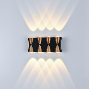8W LED Wall Light Waterproof IP65 Aluminum Garden Wall Lamp Strong Light Gold Black White Light Indoor Outdoor