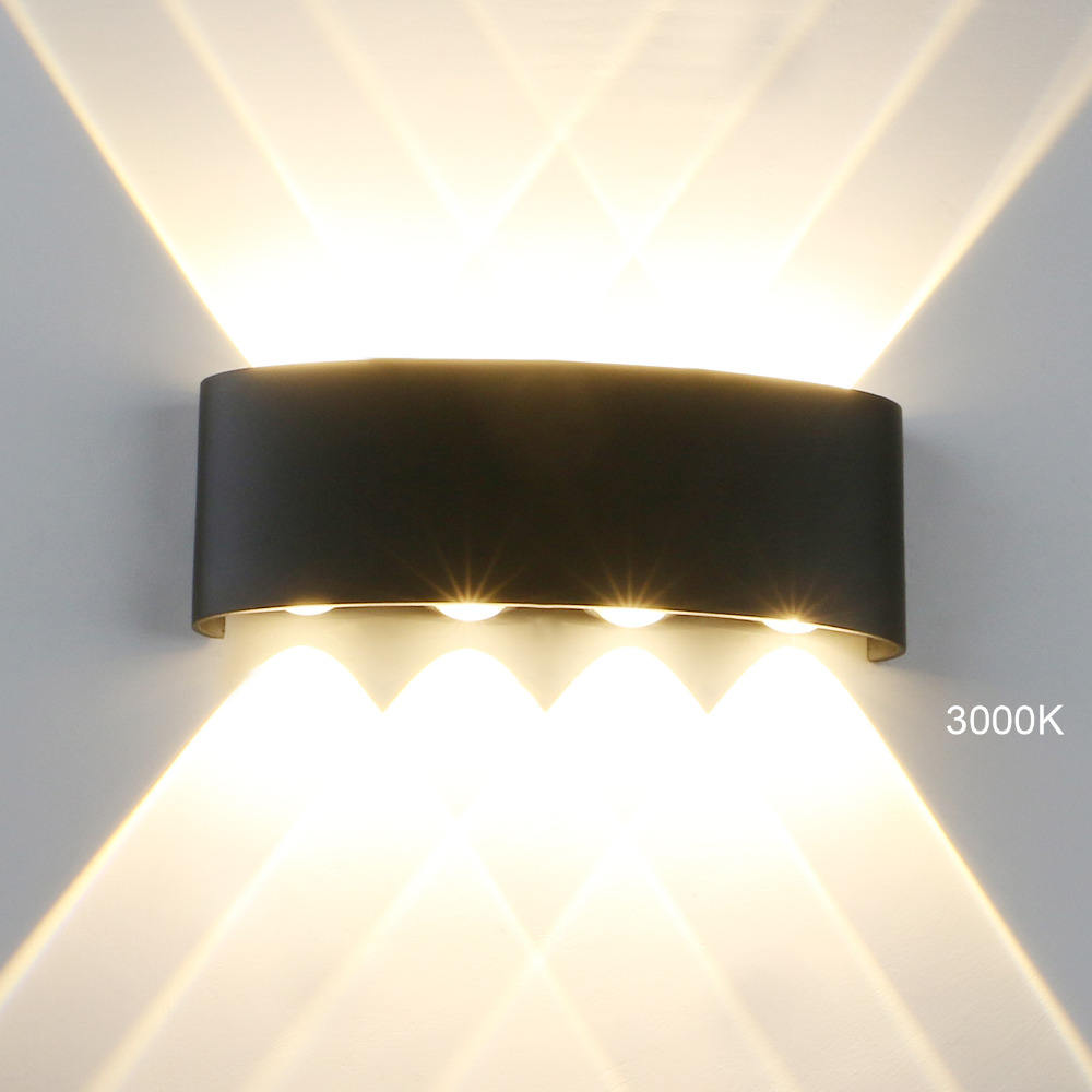 8W Outdoor Waterproof Wall Lamp COB Aluminum Modern Wall Light for Garden