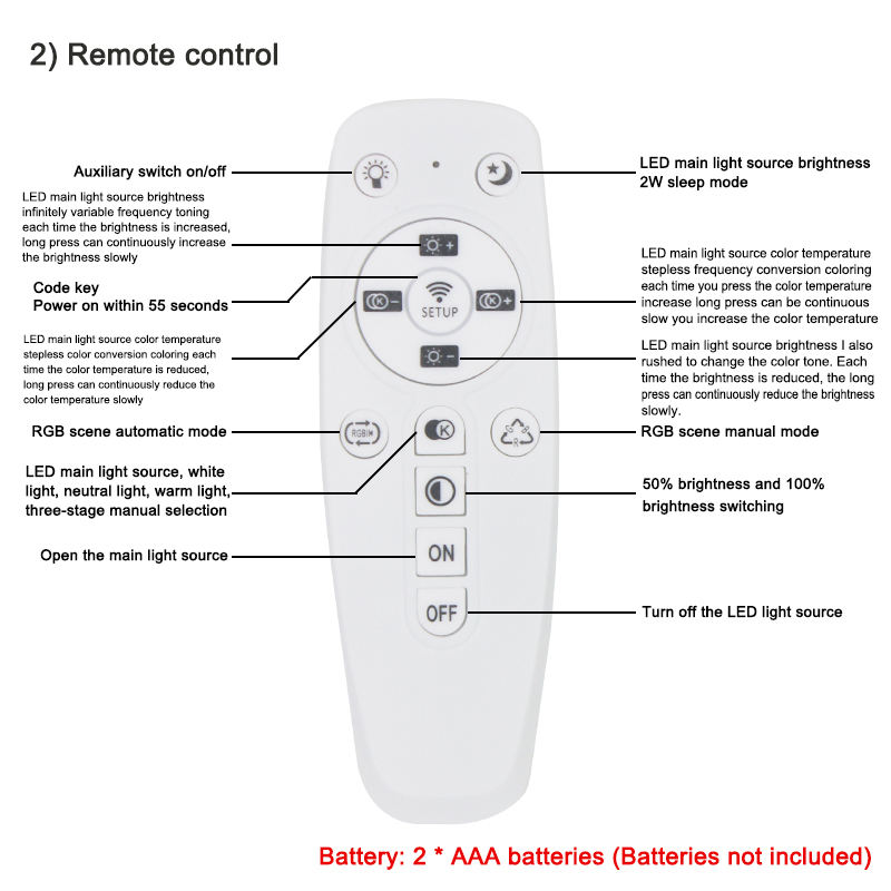 2.4G WIFI Safety Plastic Driver 15-24W Bluetooth Connection Lighting Power Transformer AC100-240VLED Ceiling Light Fixture