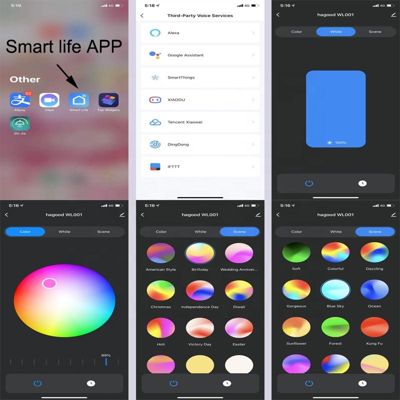 Latest version Wifi Waterproof Wall Lamp RGBW Outdoor sconce Color Changing by smart app lamp Support by Amazon Alexa Google Assist