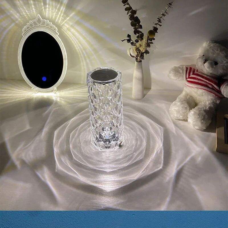 Amazon Luxury Acrylic Modern Transparent Led Touch Control Crystal Bedside Table Lamp Light Rechargeable Romantic Dinner Light