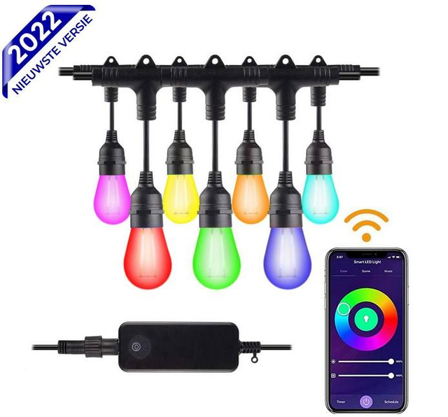 Smart garden lighting 15m RGB garden atmosphere lighting wire smart phone control E27 plug manufacturer direct sales