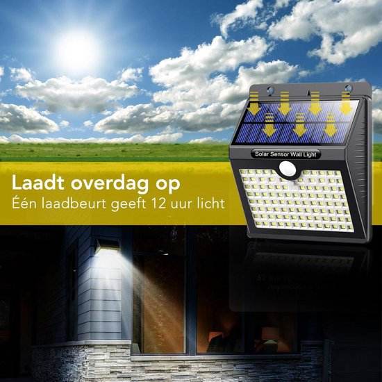 Solar Outdoor Lamp with Motion Sensor - 97 LEDs - White Light - Garden Lighting on Solar Energy - IP65 Waterproof