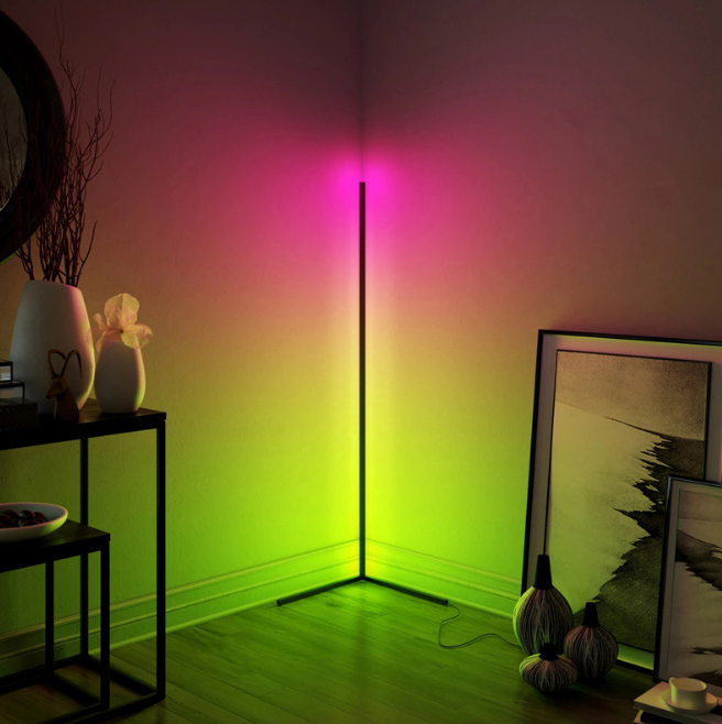 Colorful net red living room corner lamp live triangle fill light atmosphere lamp LED dimming RGB floor lamp