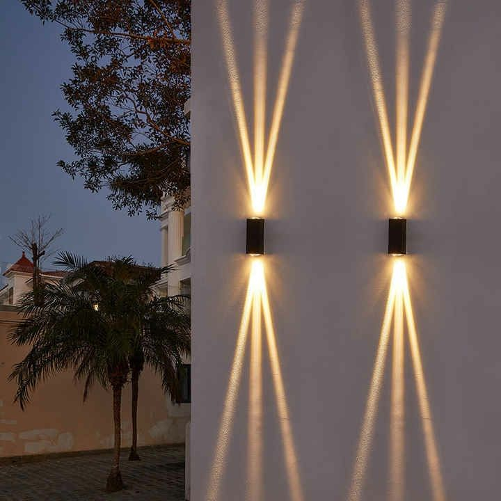 6W black shell three beam wall lamp IP65 waterproof outdoor wall light Garden yard lamp street lamp for garden decoration