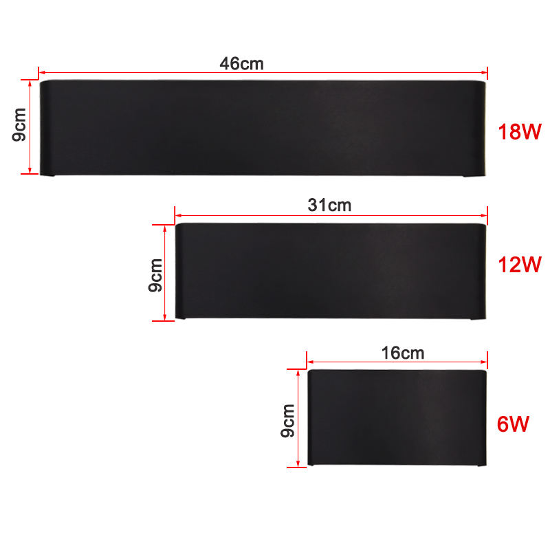 6W 12W 14W Rectangle Led Wall Lighting Black And White Shell Led Sconce Light Indoor Led Light Strips Indoor