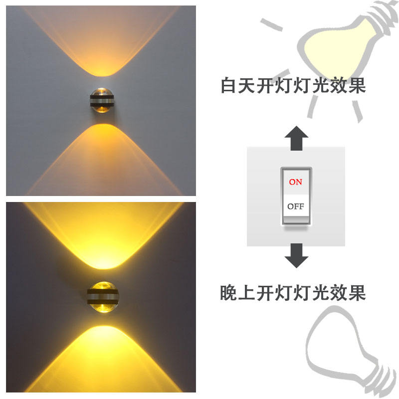 2W Crystal Brilliant Design Bedside Nightlight Living Room Glass LED Sconce Lamp Home Wall Bracket Lamp Up Down Lighting
