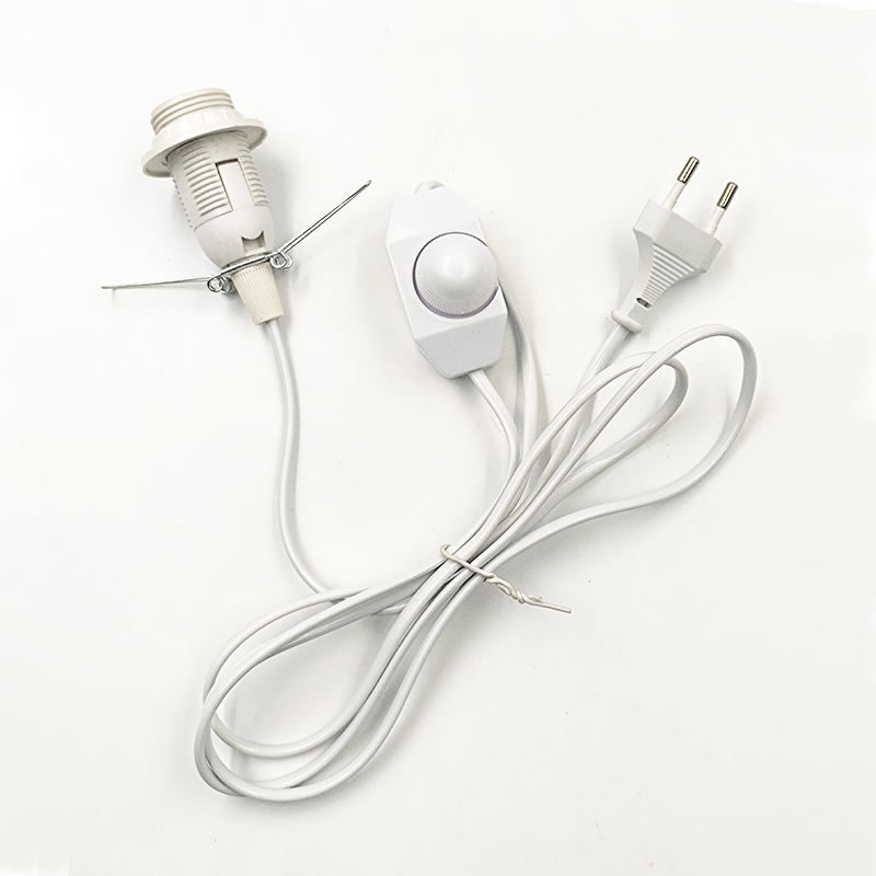 EU Plug Vintage Power Cords Line Switch and E14 Bulb Light Socket Twisted Wire Cord Lamp Holder Himalayan Salt Plug 301 Dimmable