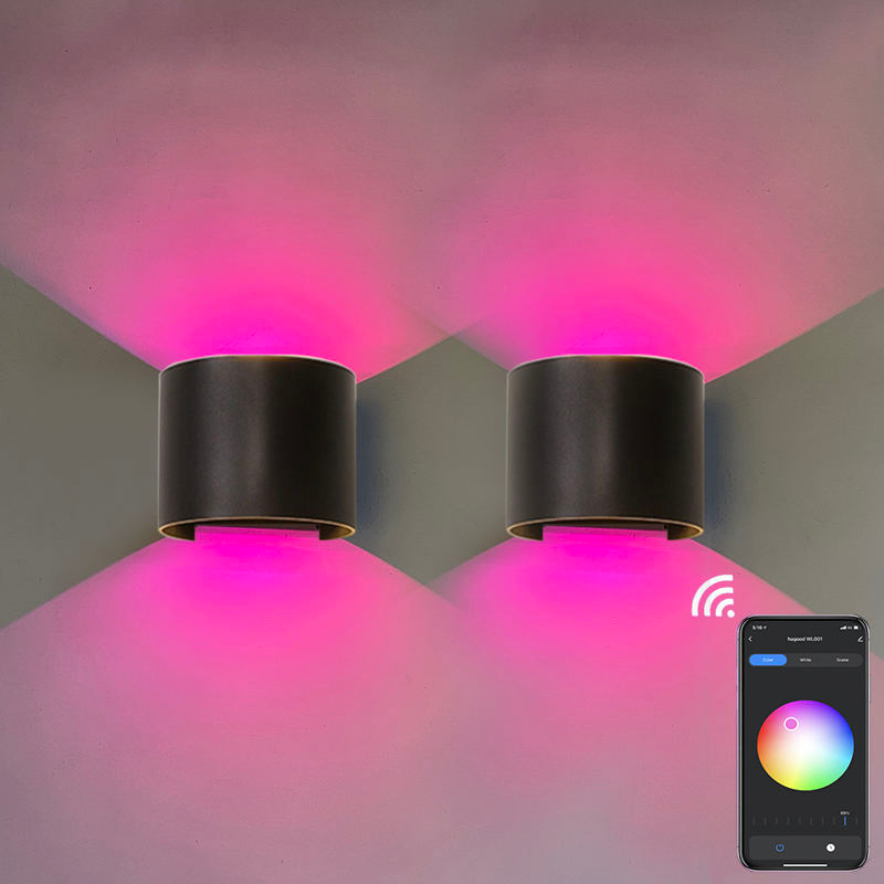 9W RGB TUYA APP control LED Wall sconce Waterproof IP65 Porch Garden up and down Wall Lamp Semicircular waterproof wall lamp