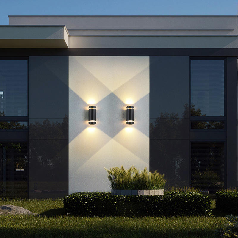 GU10 Outdoor Wall Light LED Light Control Induction Garden Wall Lamps Double Head Up And Down Lighting Courtyard Balcony Sconce