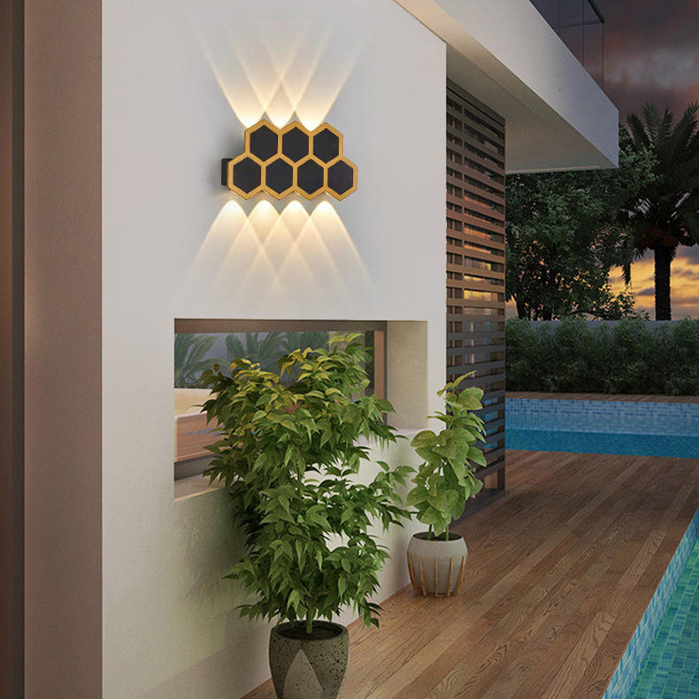 LED Wall Lamps Led Honeycomb Up And Down LED Lamp Lighting Style Modern Outdoor Sconces