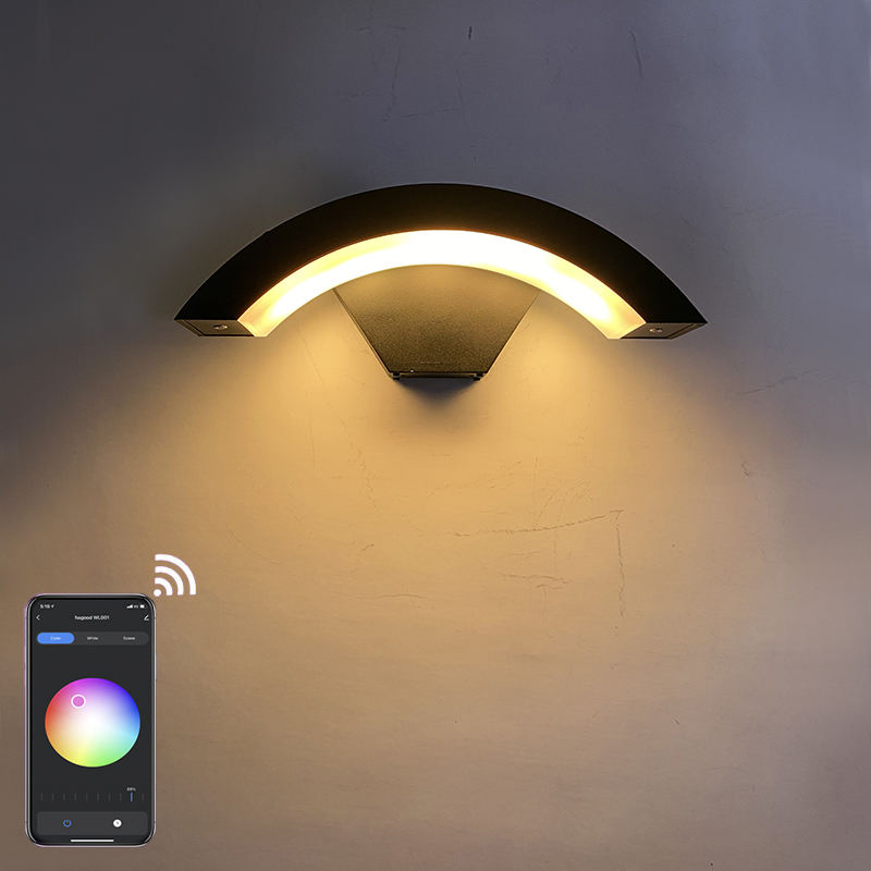 Tuya Controller APP Smart Life Outdoor Led Lighting Wall Sconce Adjustable Surface Mount Black Cube Wall Light
