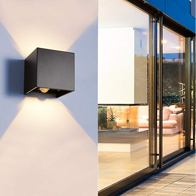 LED 12W led outdoor wall sconce Wall Light Up And Down Outdoor Waterproof IP65 Porch Garden Wall Lamp With Motion Sensor Decoration Lighting