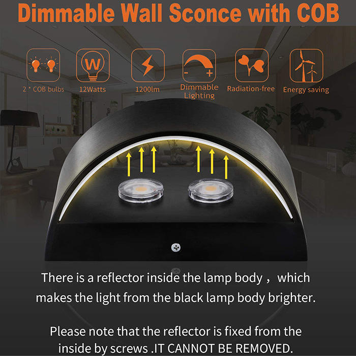 New Indoor 10W LED Wall Lamp Up And Down Aluminum Decorate Wall Sconce Bedroom LED Wall Light Waterproof Lighting