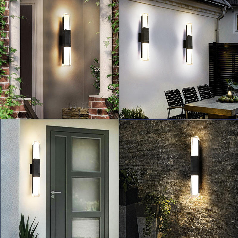 Moden waterproof outdoor wall lamp PIR motion sensor wall light Garden porch frontdoor black aluminum lamp body
