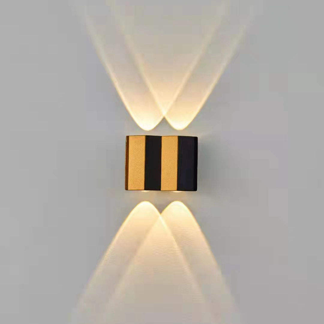 LED Wall Lamp Rectangle Gold Black Light Up And Down Luminous Body Lamp Lighting Style Modern Wall Light