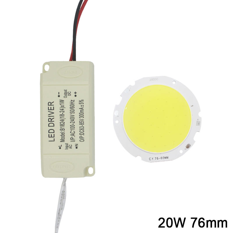 1 set 3W 5W 7W 10W 12W 15W 20W 25W 30W COB led chip board panel for led spotlight lamp+Plastic Shell LED power supply driver