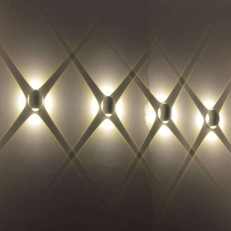 New Item White Waterproof 12W Outdoor Round Led Wall Lamp with 4 Sided Lighting Source Crafts Reception Desks Decora Round Lamp