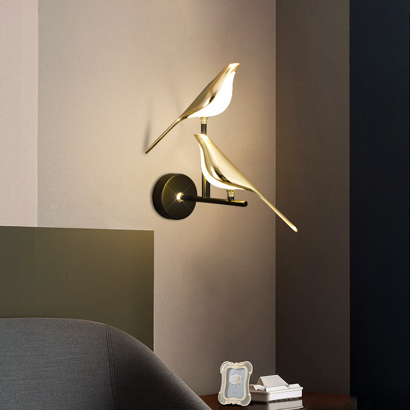 Hotelwandleuchte IP20 Led Stair Wall Light 3W Indoor Gold Luminous Chip Nachtlampje Applique Bird Nachttischlampe Unique Night