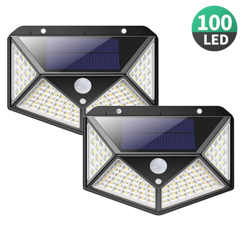 100 LED Solar Wall Lights Outdoor Solar Lamp PIR Motion Sensor Solar Powered Sunlight Street Light for Garden Light