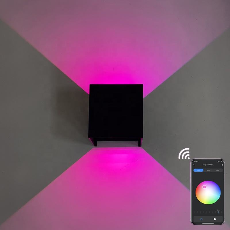 9W Waterproof Wandlamp HG Wall Mounted LED Wall Lamp RGB Bedside Color Wifi Changing Google Assistant And Amazon Alexa