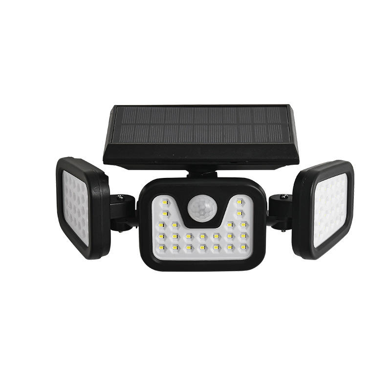 Hagood Outdoor waterproof 3 Heads Wall Light Three Heads 83 COB Solar Sensor LED Powered Security Lights
