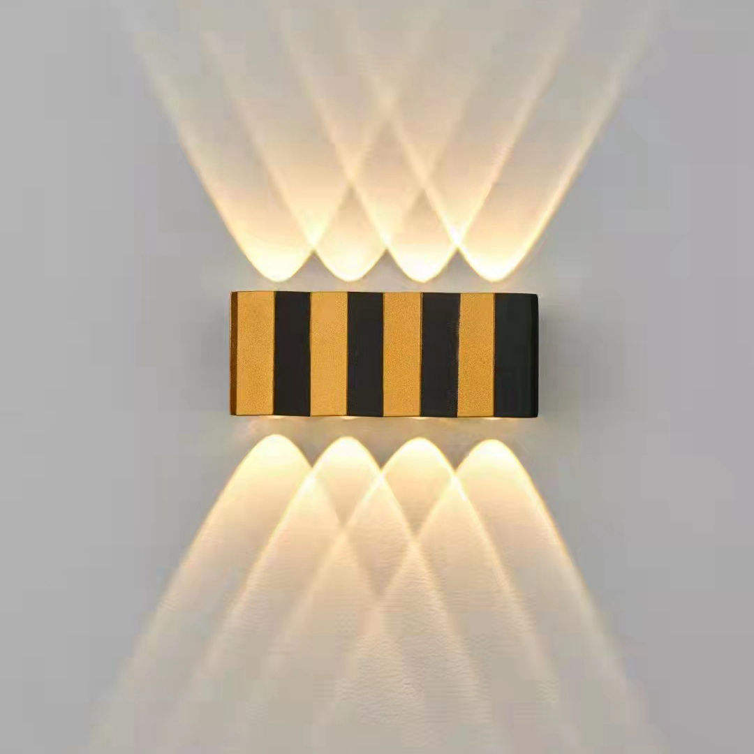 LED Wall Lamp Rectangle Gold Black Light Up And Down Luminous Body Lamp Lighting Style Modern Wall Light