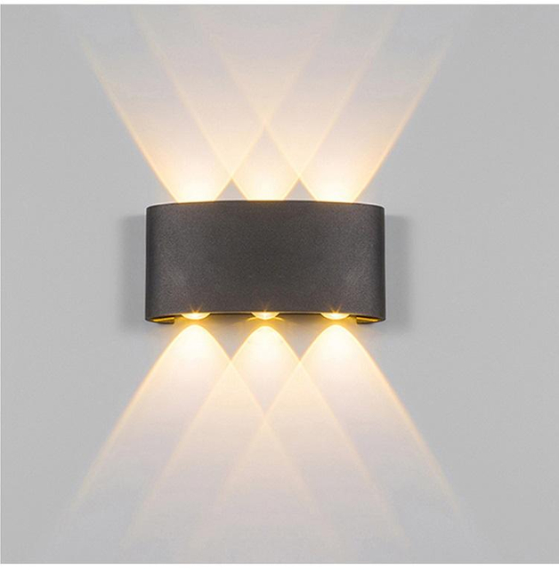 4W 6W 8W 10W 12W Oval Up And Down Outdoor Waterproof Wall Lamp Mounted Waterproof IP65 Exterior Wall Light Porch Garden Light