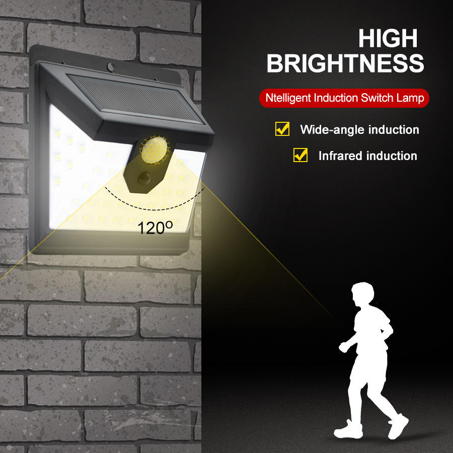 1000lm IP65 Waterproof home led solar light PIR motion sensor Outdoor solar security wall light LED Solar Garden Light