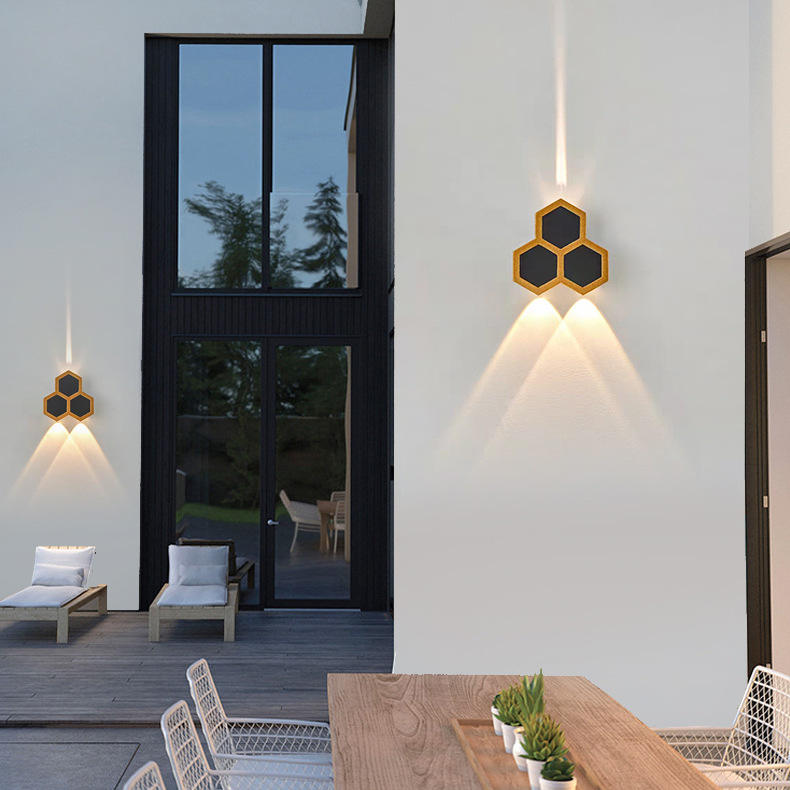 LED Wall Lamps Led Honeycomb Up And Down LED Lamp Lighting Style Modern Outdoor Sconces