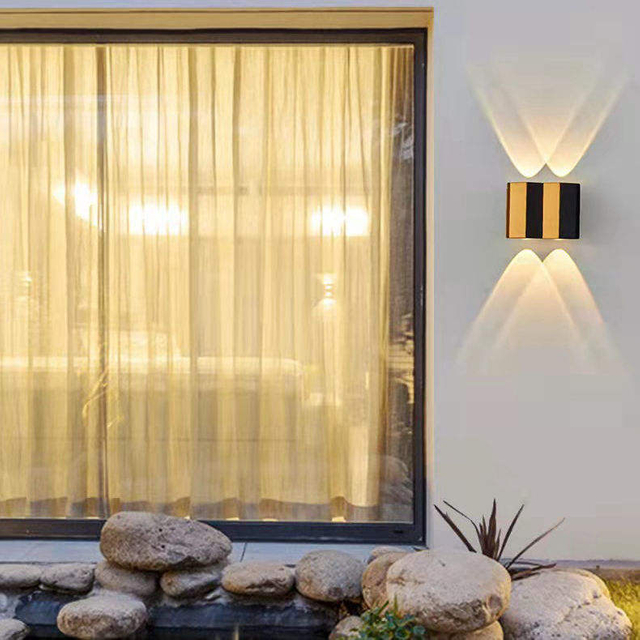 Wall Lamp Fashion Rectangle Gold Black Light Up And Down Luminous Body Lamp Lighting Style Modern Office Rohs Epistar Input Flux