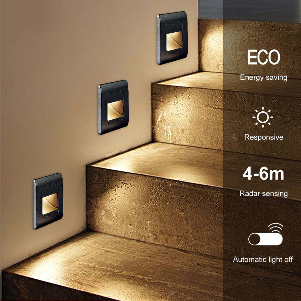 Modern Indoor Outdoor Stair Step Wall Lamp 3W Recessed LED Step Light