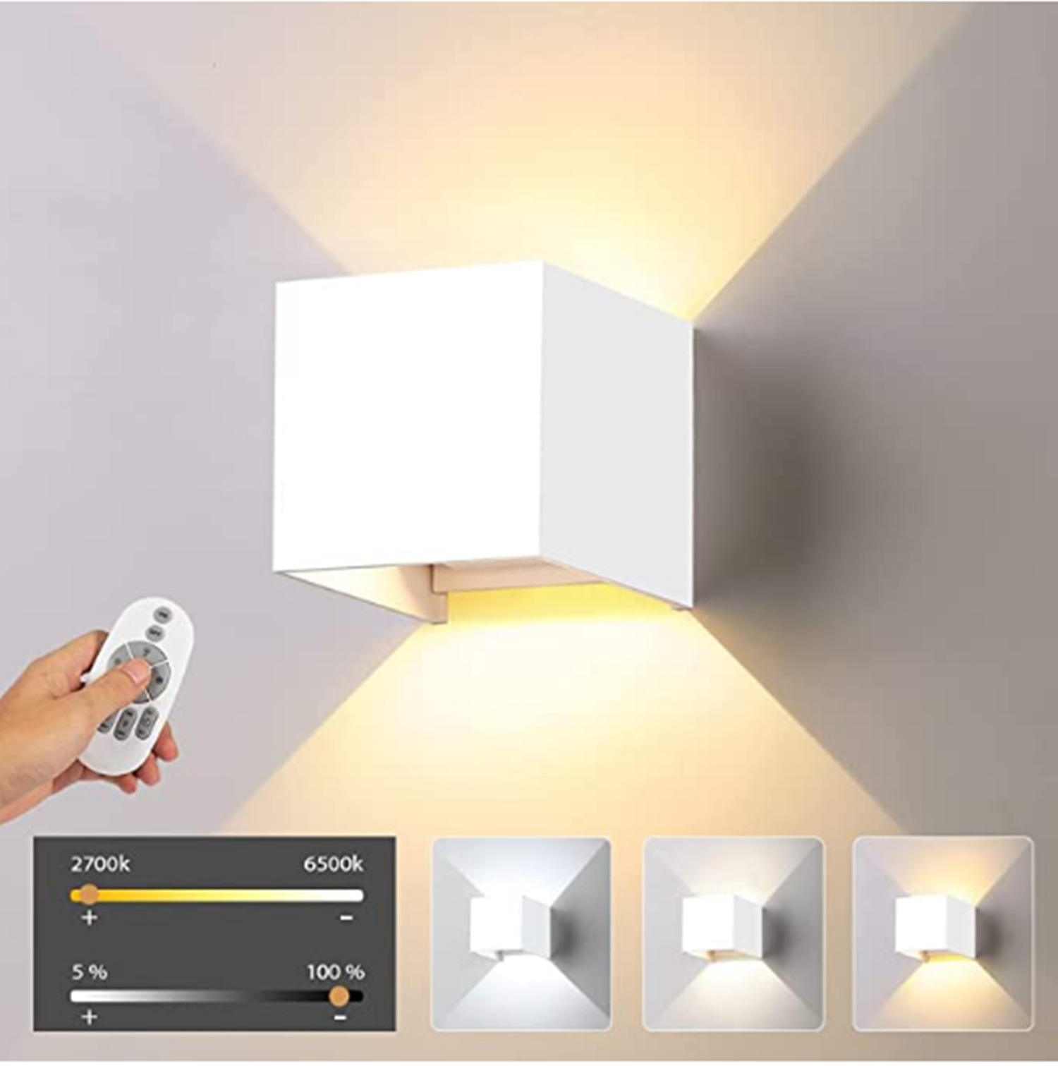Square Led Wall Lights Outdoor Aisle Corridor Dimmable Multicolor Up Down Lamp With Motion Sensor for Wall KTV Bar Bedroom