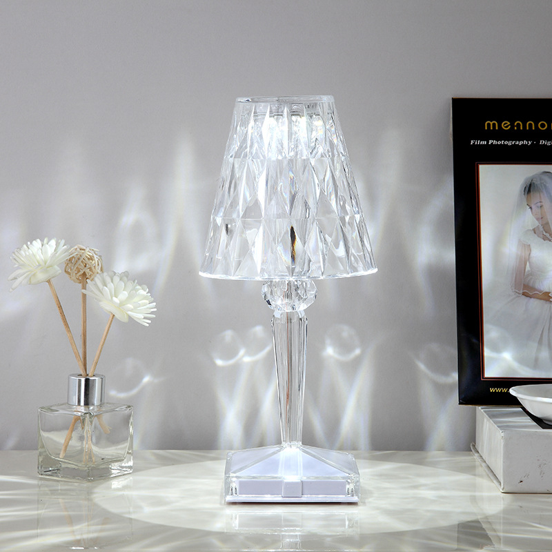 Spanish Rose Crystal Table Lamp Bedroom USB Charging Desk Lamp Bedside Romantic Night Light Petal Atmosphere Tableware Indoor Multicolor