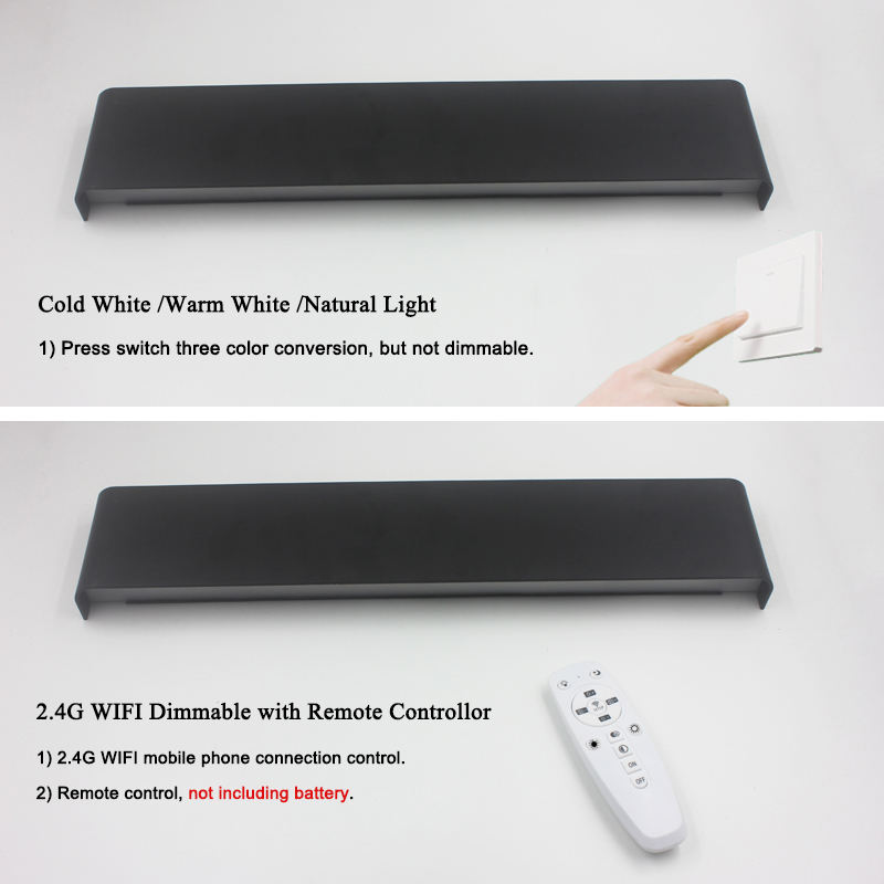 Hot Sale Ed Aluminum Wall Lamp 2.4g Smart App Remote Control Strip Up And Down Wall Lamp Living Room TV Home Lamp Mirror Front L