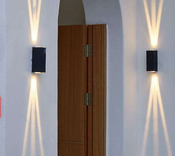 6W black shell three beam wall lamp IP65 waterproof outdoor wall light Garden yard lamp street lamp 